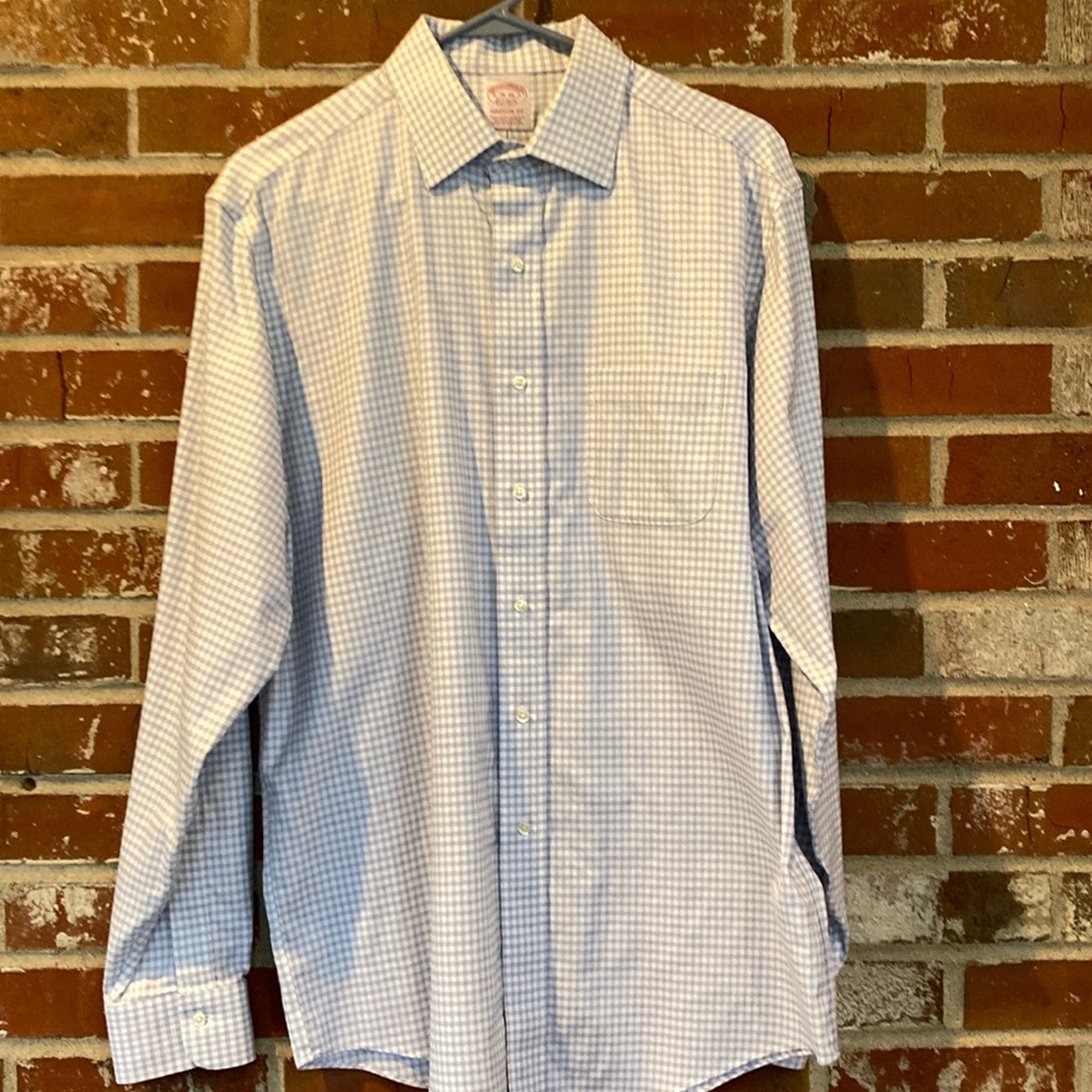 Brooks Brothers Madison Fit Blue and White Dress Shirt Size 16-36
